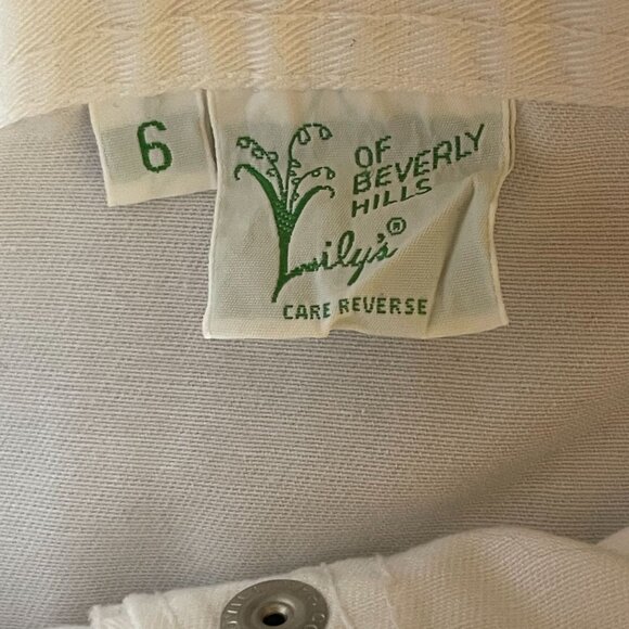 Mini Skirt Marilyn’s of Beverly Hills Sz 6 Vintage 80s White  Snap Button Front - Picture 3 of 10